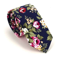 Corbata Estrecha Flores Azul Marino