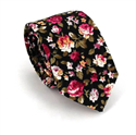 Corbata Estrecha Flores Negra