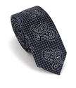 Corbata Estrecha Paisley Azul Marino y Negra
