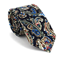 Corbata Estrecha Paisley Azul Oscuro