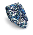Corbata Estrecha Paisley Blanca y Azul