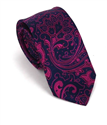 Corbata Estrecha Paisley Fucsia y Azul Marino