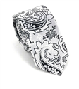 Corbata Estrecha Paisley Gris Plata
