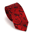 Corbata Estrecha Paisley Negra y Roja