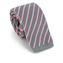 Corbata Punto Rayas Diag. Gris y Rosa