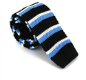 Corbata Punto Rayas Negra, Blanca y Azul