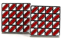 Gemelos Esmaltados Cuadrados Rojo y Blanco