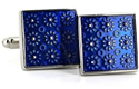 Gemelos Esmaltados Florales Azules