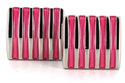 Gemelos Esmaltados Rayas Rosas