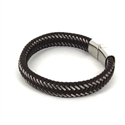 Pulsera Acero Trenzada de Cuero Marrón