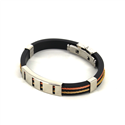 Pulsera Acero y Caucho Negro y Dorado