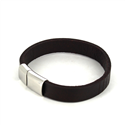 Pulsera Acero y Cuero Marrón