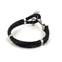 Pulsera Acero y Cuero Negro con Ancla