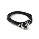 Pulsera Acero y Cuero Negro con Ancla I