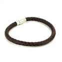 Pulsera Acero y Cuero Negro y Marrón Cilíndrica
