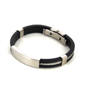 Pulsera Cordaje Acero y Caucho Negro Motivo Liso