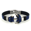 Pulsera Cuero Azul con Ancla