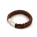 Pulsera Cuero y Acero Trenzada Marrón