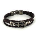 Pulsera Trenzada Cuero Marròn Oscuro con Ancla